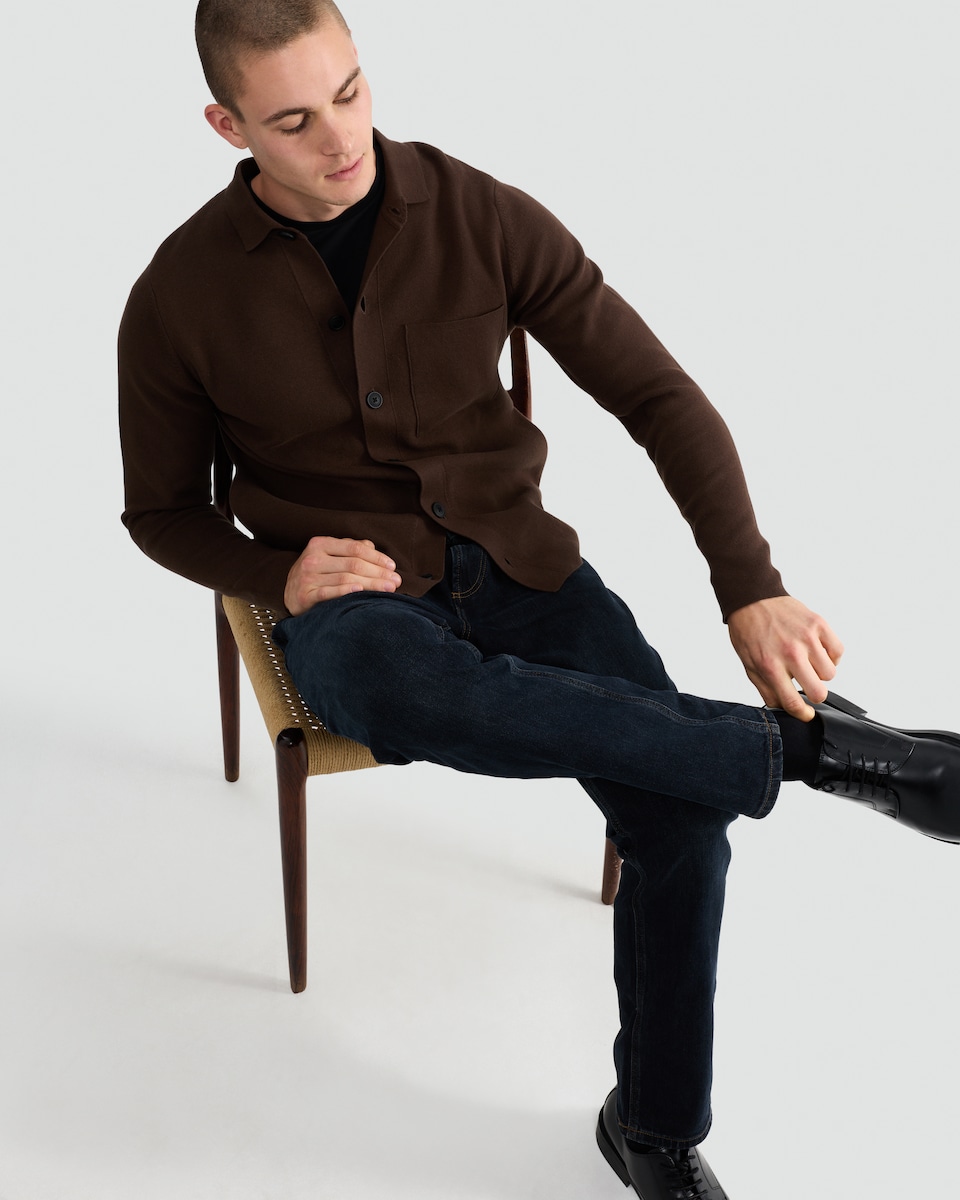 image 1 of The F&F Edit Pure Cotton Knitted Button Up Cardigan in Brown