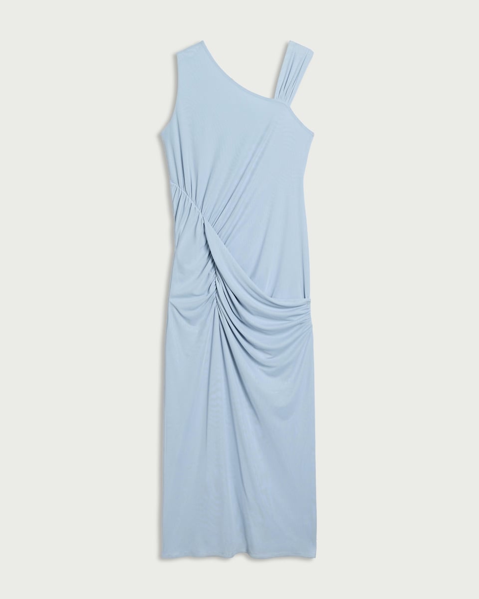 image 1 of F&F Asymmetric Draped Midi Dress in Blue