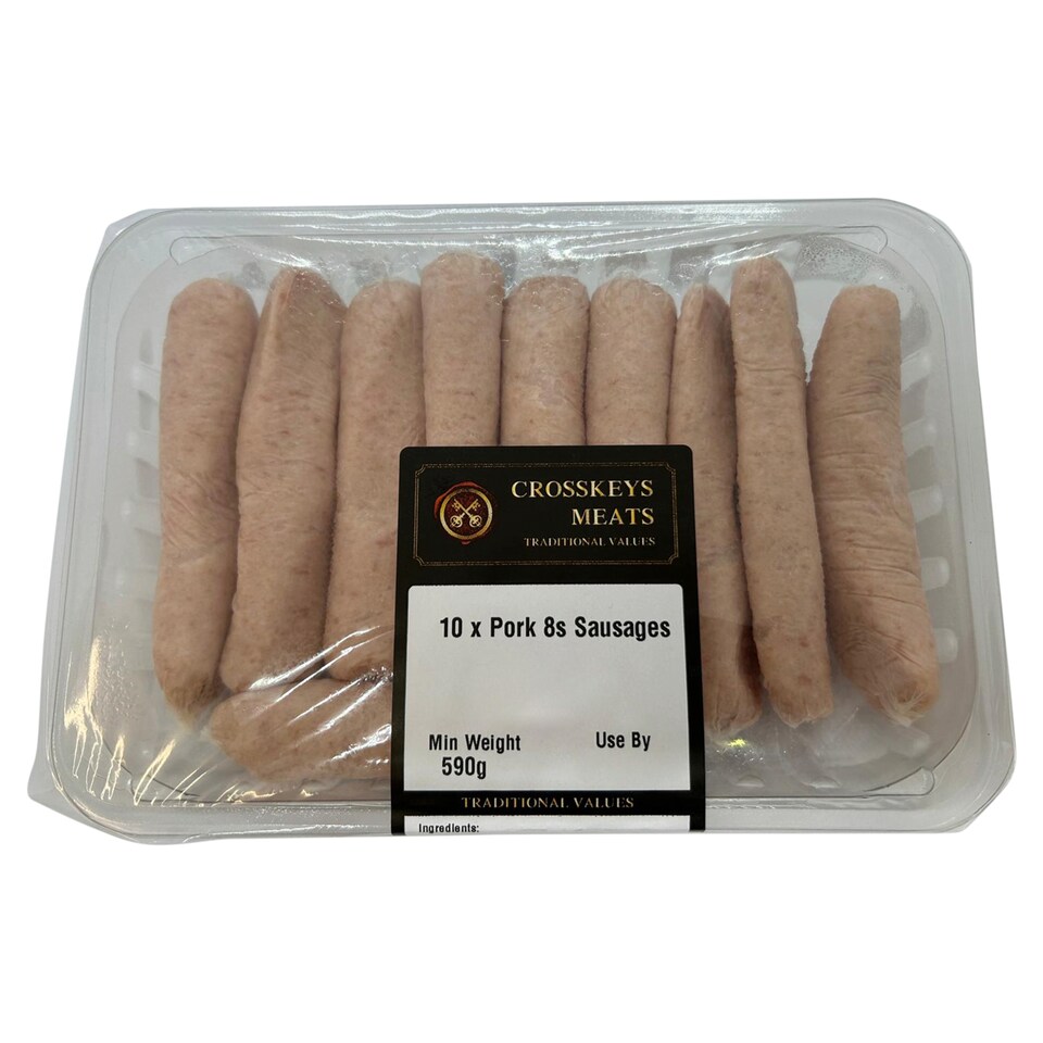 Crosskeys Meats 10 x Pork 8s Sausages 590g