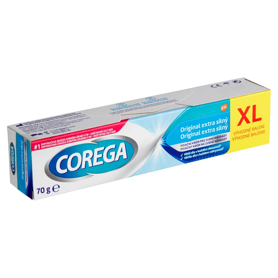 Obrázek 1 pro produkt Corega Fixační krém Original XL extra silný pro pevnou fixaci zubní náhrady, 70g