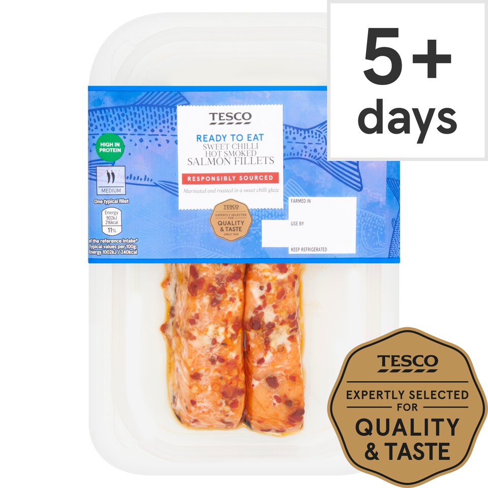 Tesco 2 Sweet Chill Hot Smoked Salmon Fillets 180G