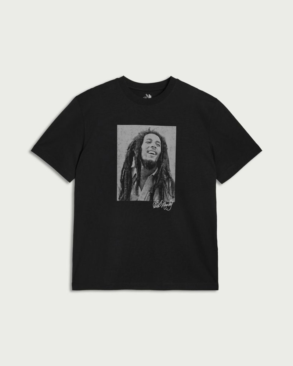 image 1 of Bob Marley Print T-Shirt in Black