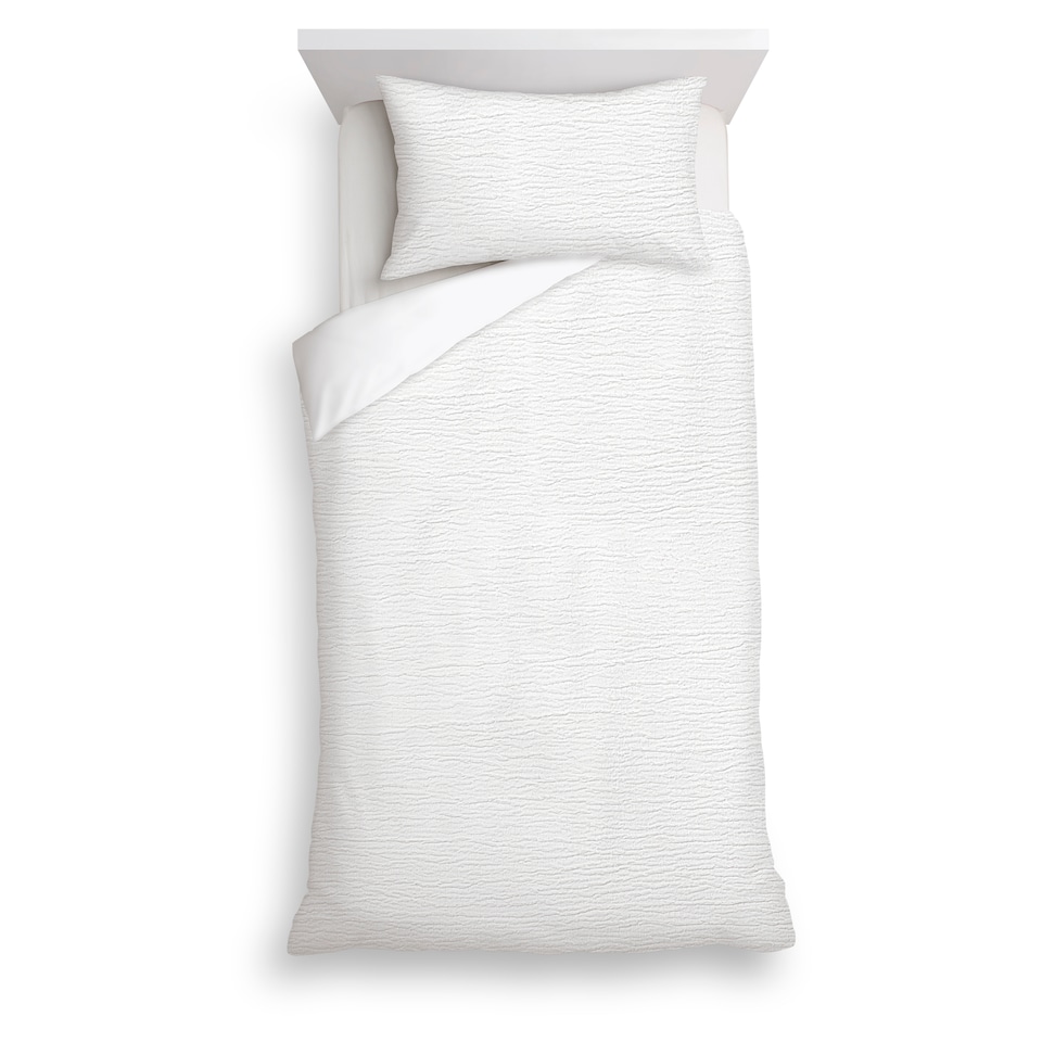 F&F Home White Crinkle Duvet Set Single