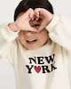 image 4 of F&F Girls 2-Piece Cotton Rich Sweatshirt and Embroidered Jeans Set in Multi White