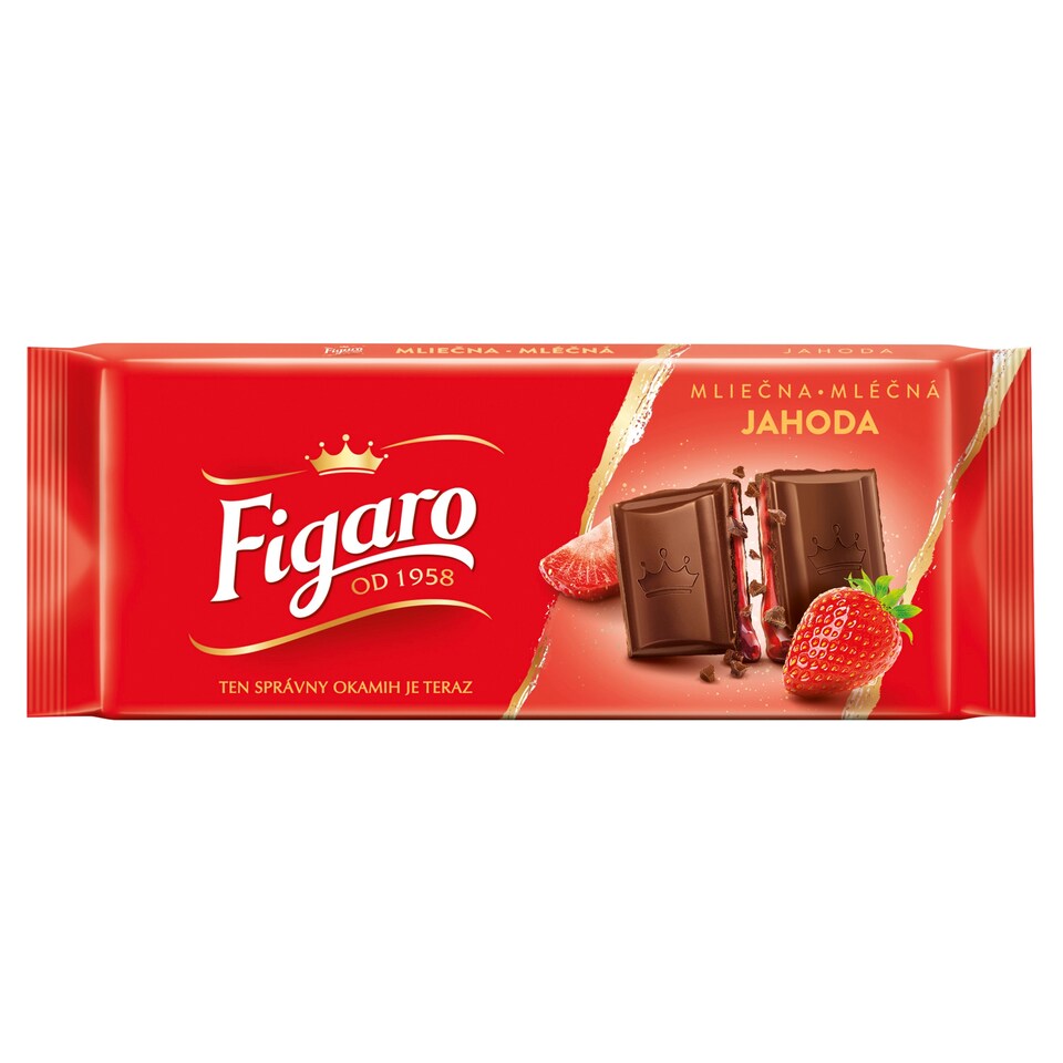 Figaro Milk Chocolate with Milk Filling with Strawberry Flavor and Strawberry Fruit Filling 90g