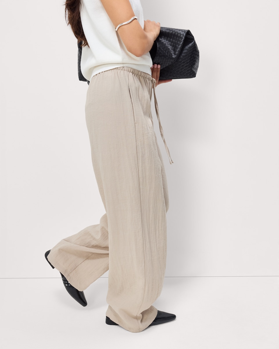 image 1 of F&F Textured Wide Leg Trousers in Neutral