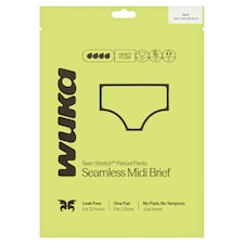 WUKA Teen Seamless Stretch Midi Brief Period Proof Underwear Heavy Flow Black Size 2XS - S