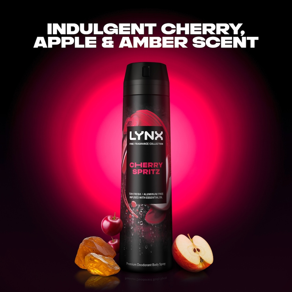 image 1 of Lynx Cherry Spritz 72h Fine Fragrance Premium Deodorant Bodyspray for Men 200ml