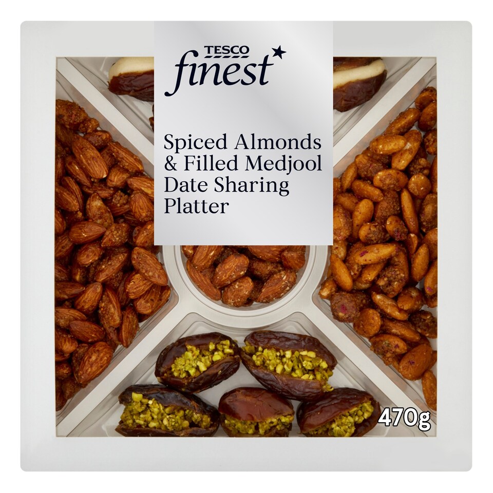 Tesco Finest Spiced Almonds Medjool Date Tray 450G Tesco Groceries
