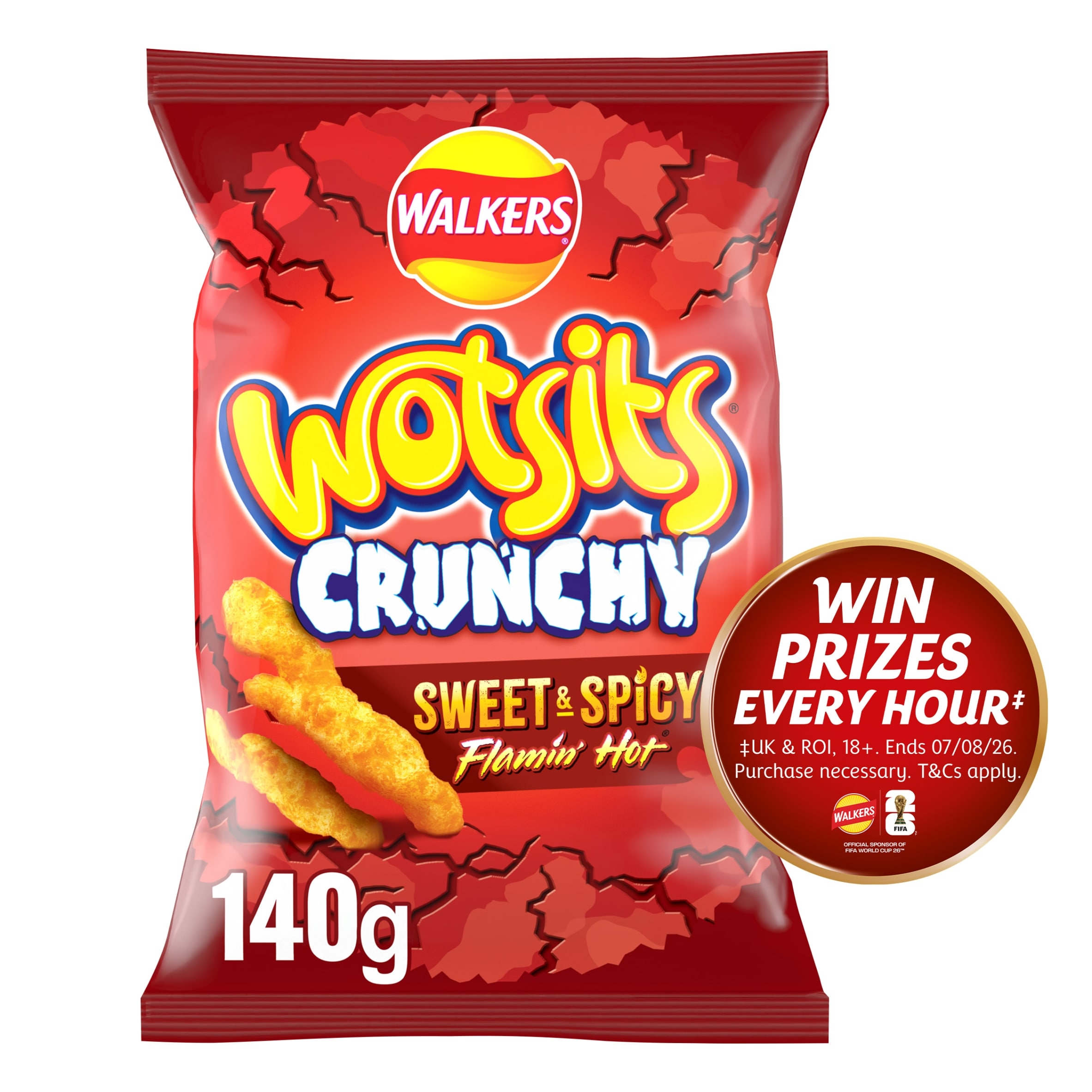 Walkers Wotsits Crunchy Snacks Sweet & Spicy Sharing Crisps 140g