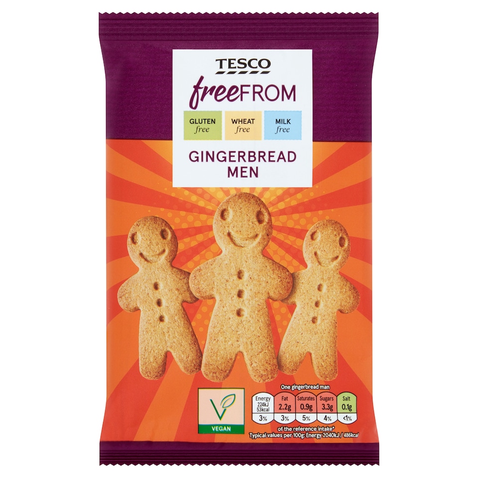 Tesco Free From Gingerbread Men Biscuits 154g