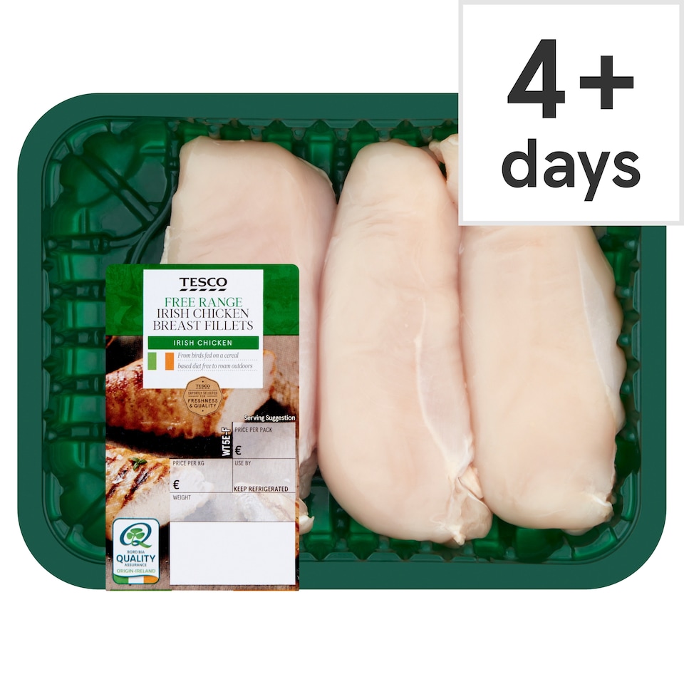 Tesco Free Range Irish Chicken Breast Fillets 454G