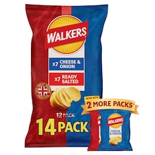 Walkers Ready Salted and Cheese & Onion Multipack Crisps 14x25g