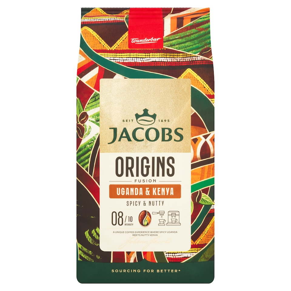 Obrázek 1 pro produkt Jacobs Origins Fusion Uganda & Kenya káva pražená zrnková 1000g