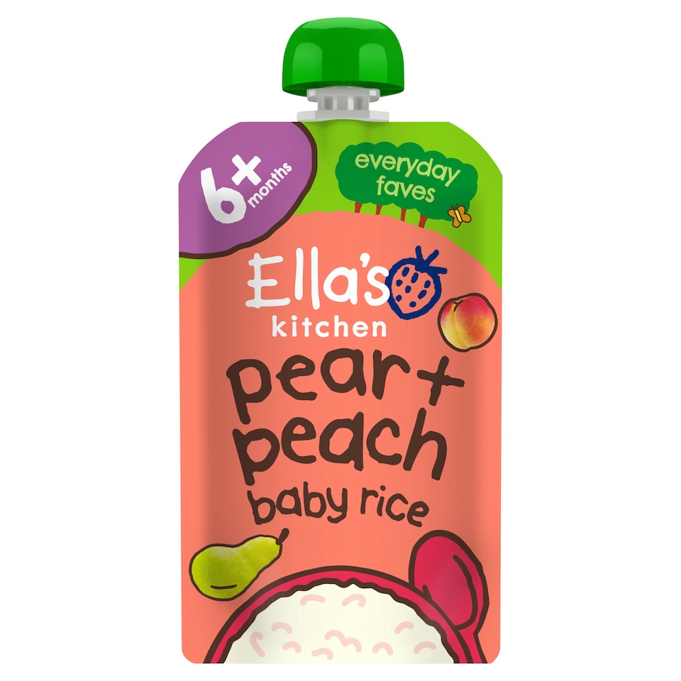 image 1 of Ella's Kitchen Organic Pear and Peach Baby Rice Food Pouch 6m+ 120g