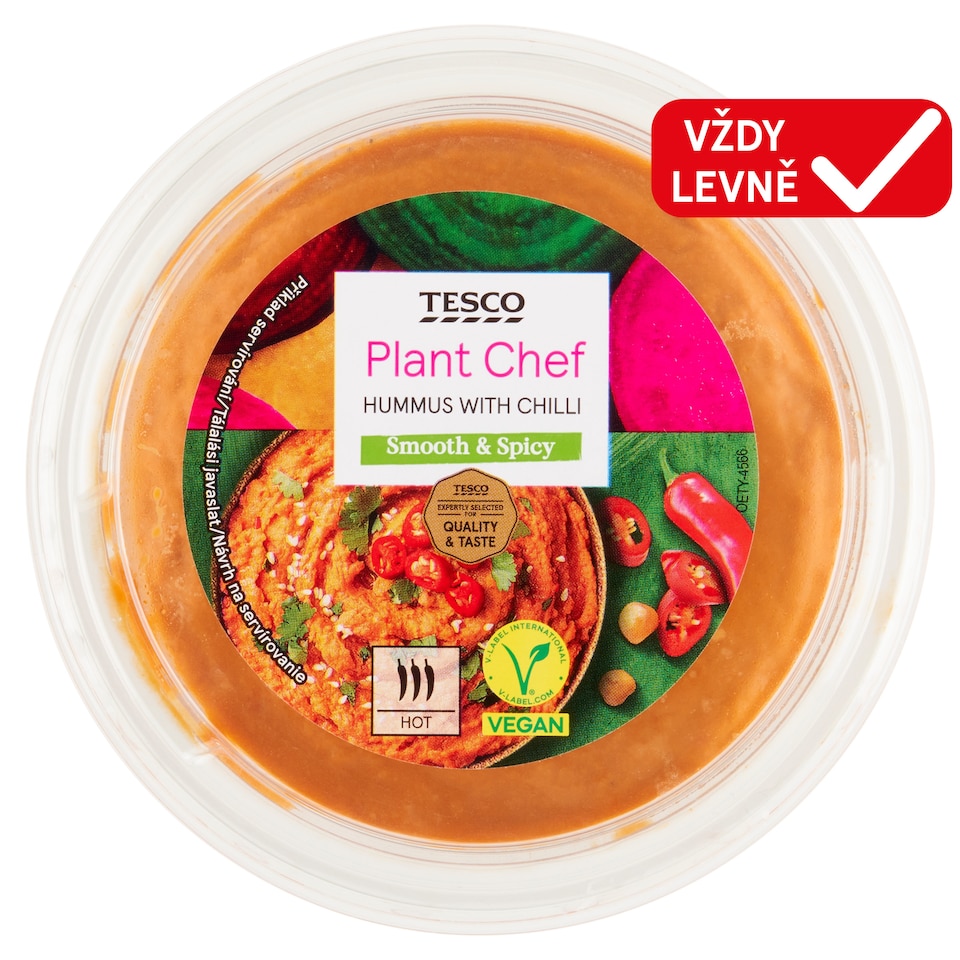 Tesco Plant Chef Cizrnovo-sezamová pomazánka s červenou paprikou a chilli papričkami 200g