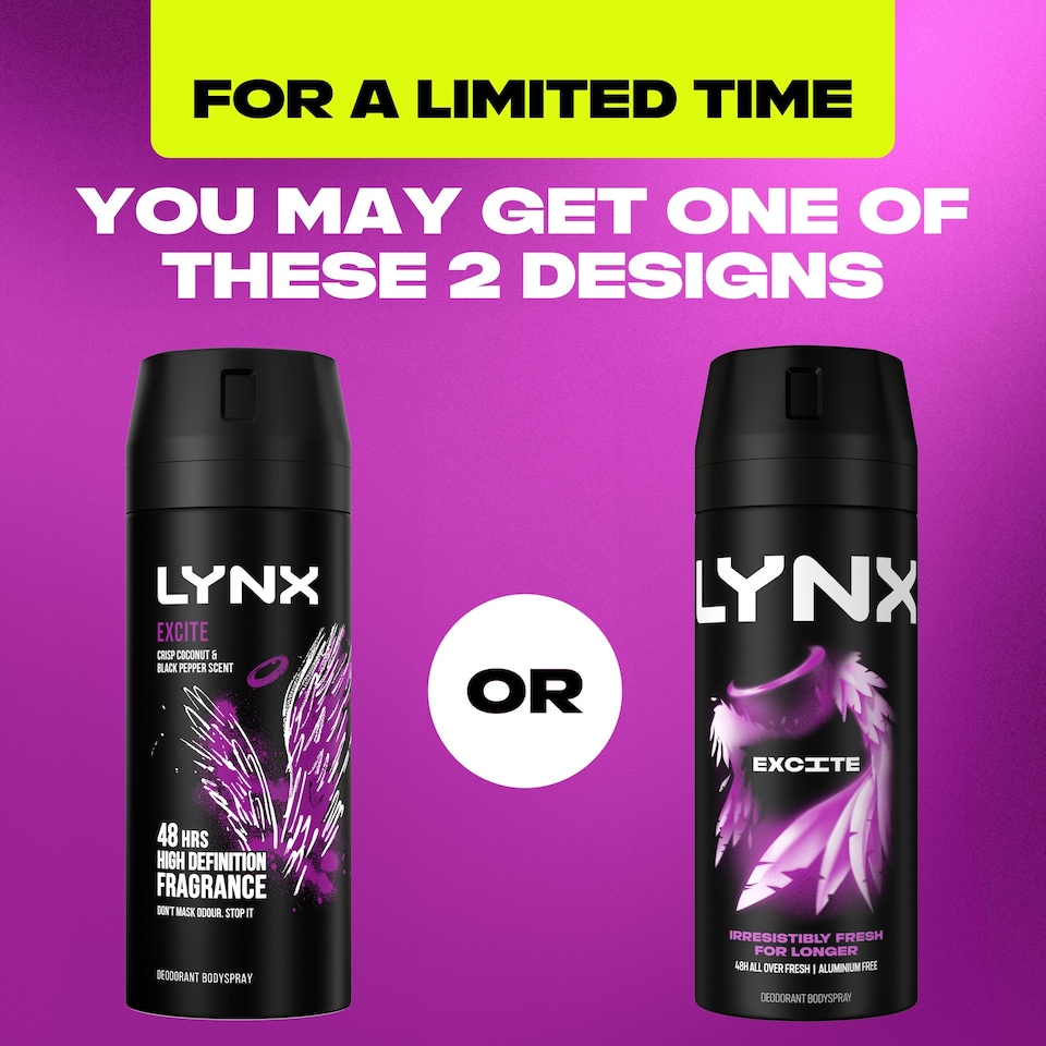 image 1 of Lynx Excite 48h Deodorant Bodyspray for Men 150ml