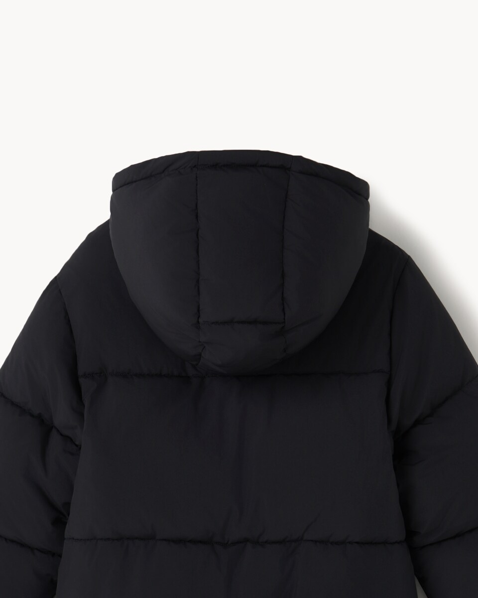 image 1 of F&F Girls Shower Resistant Hooded Padded Coat in Black
