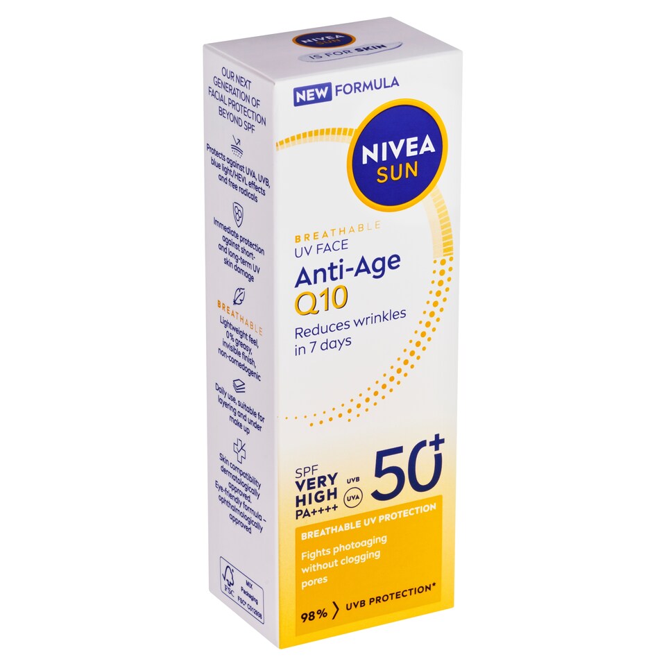 obrázok 1 z Nivea Sun Pleťový krém na opaľovanie proti vráskam Q10 OF 50+ 40 ml