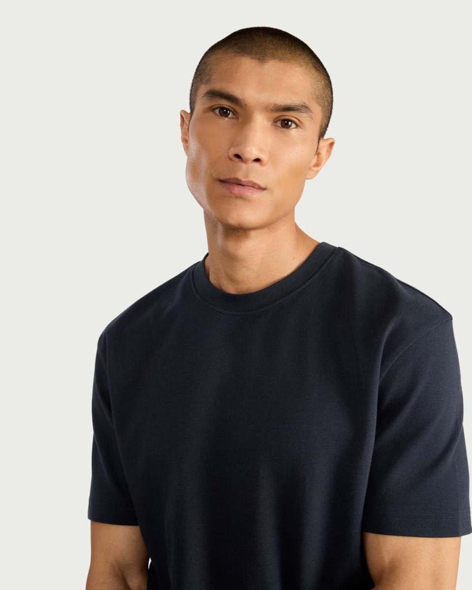 image 1 of F&F Pure Cotton Heavyweight T-Shirt in Navy