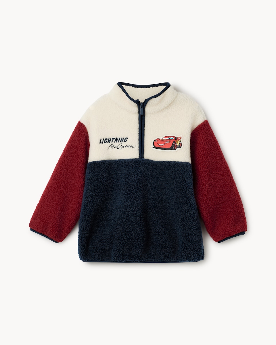image 1 of Disney Lightning McQueen Fleece Embroidered Jacket in Burgundy