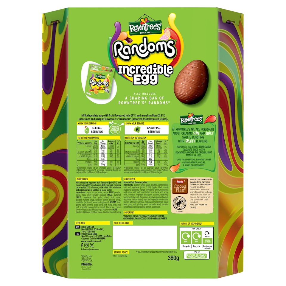 image 1 of Rowntree’s Randoms Incredible Easter Egg 380g