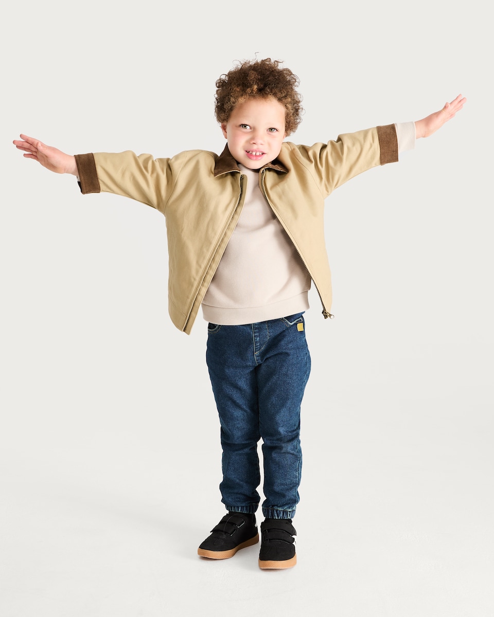 image 1 of F&F Boys Corduroy Collar Jacket in Stone