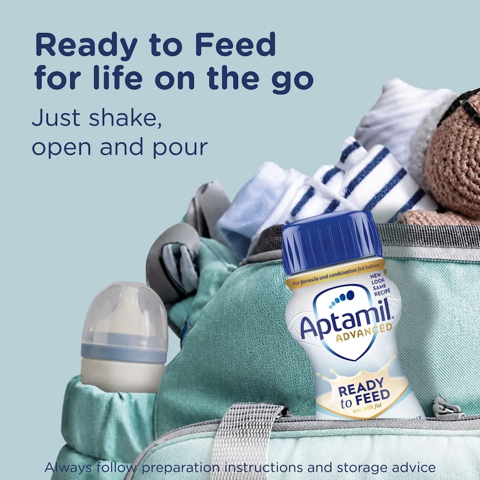 image 1 of Aptamil Advanced 1 First Baby Milk Formula Liquid Ready to Feed from Birth 4x200ml