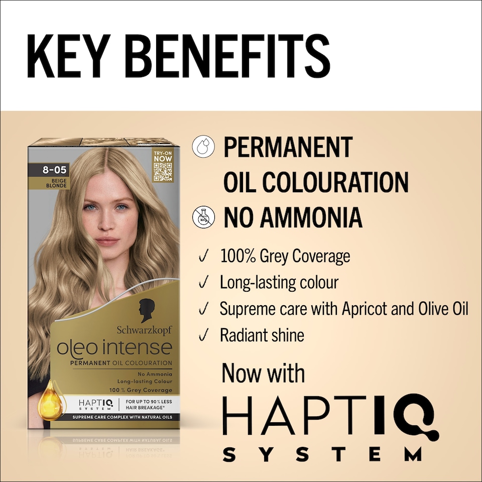 image 1 of Schwarzkopf Oleo Intense Beige Blonde 8-05 Permanent Hair Dye