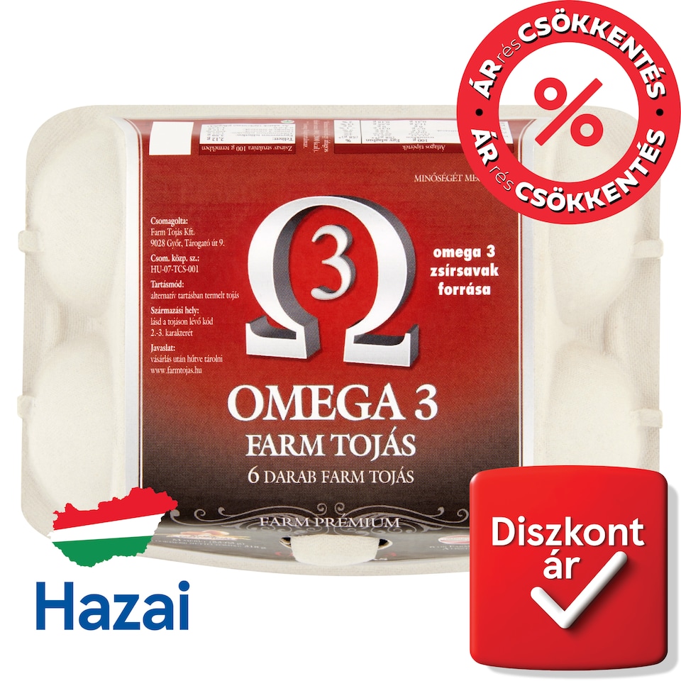 Farm Tojás Prémium Omega 3 tojás M 6 db  1. kép
