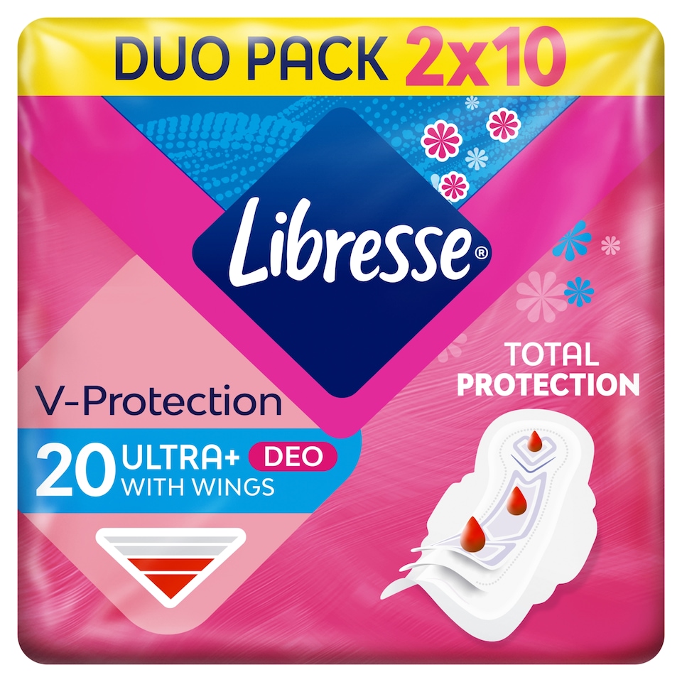 Libresse Ultra+ Deo szárnyas egészségügyi betét illatosított 2 x 10 db 1. kép