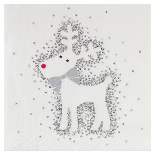 T. Xmas Lux Flitter Reindeer 33cm Napkin