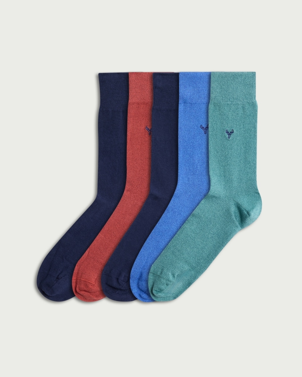 F&F 5-Pack Cotton Rich Embroidered Ankle Socks in Multi