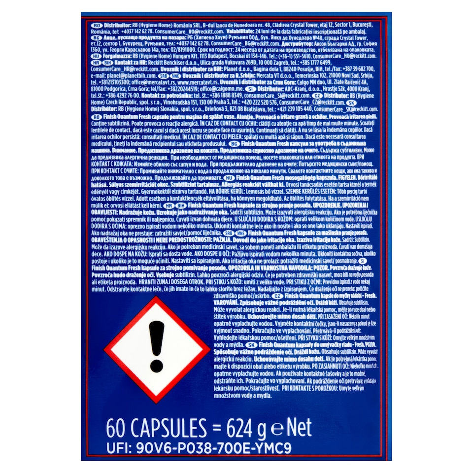 Obrázek 1 pro produkt Finish Powerball Quantum All in 1 Fresh kapsle do myčky nádobí 60 ks 624g