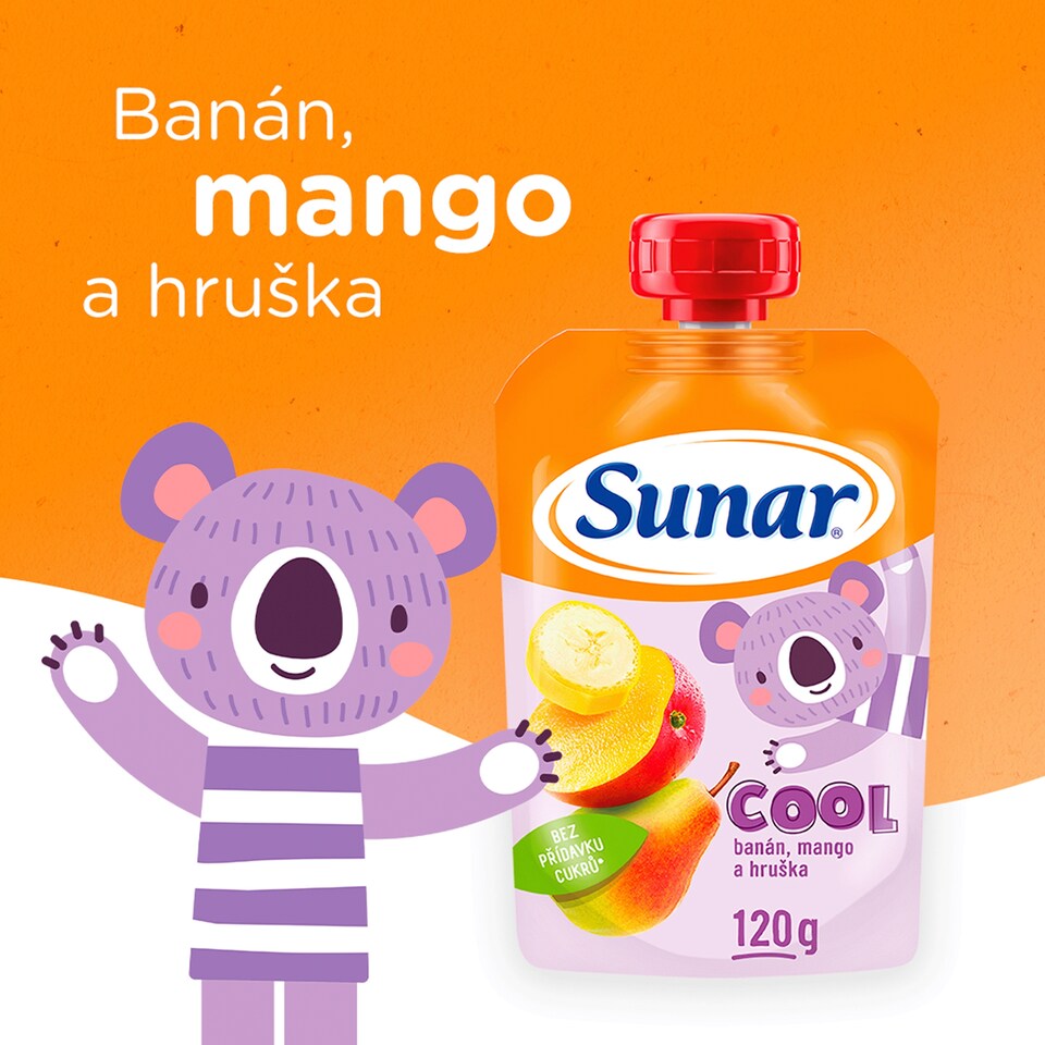image 1 of Sunar Cool ovocná kapsička hruška, banán, mango 12m+, 120g