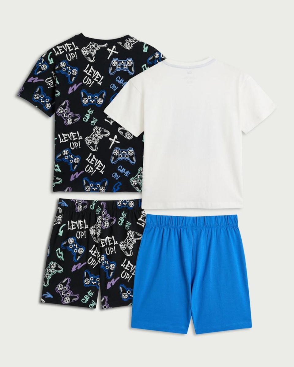 image 1 of F&F Boys 2-Pack Pure Cotton Gaming Print Pyjama Sets in White