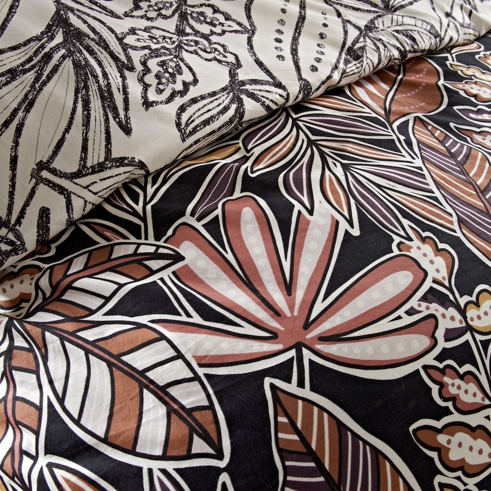 image 1 of Cosmo Living Leaf Print Duvet Set Double