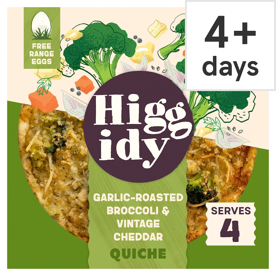 image 1 of Higgidy Garlic-Roasted Broccoli & Vintage Cheddar Quiche 400g