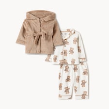 F&F Baby 3-Piece Teddy Bear Pyjama Set in Dark Nude