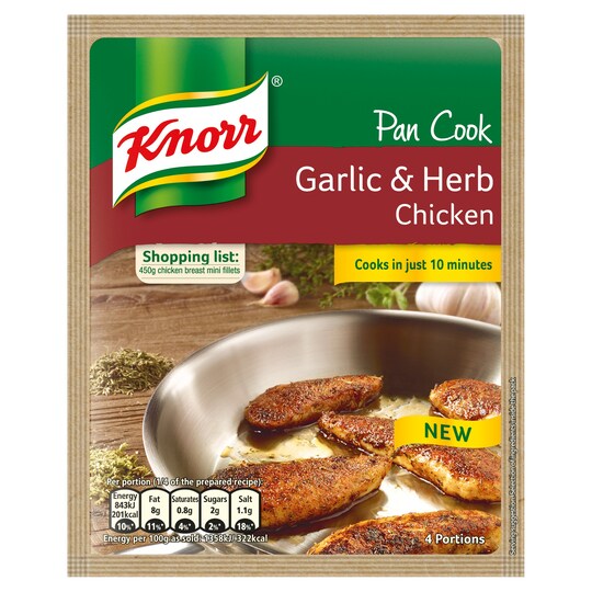 Knorr Pan Cook Garlic And Herb Chicken 32G Tesco Groceries
