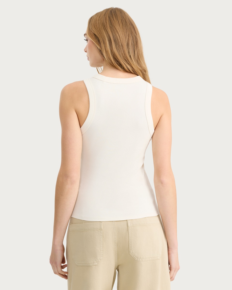image 1 of F&F Cotton Rich Ribbed Racer Back Vest in Cream