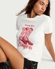 image 1 of OH ME OH MY Cotton Rich Long Live Cowgirls Slogan T-Shirt in Cream