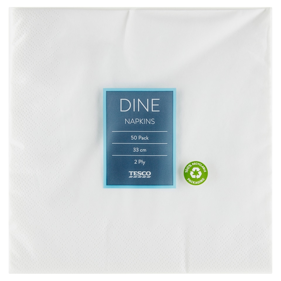 Tesco Dine Napkins 2 Ply 33 cm x 33 cm 50 pcs