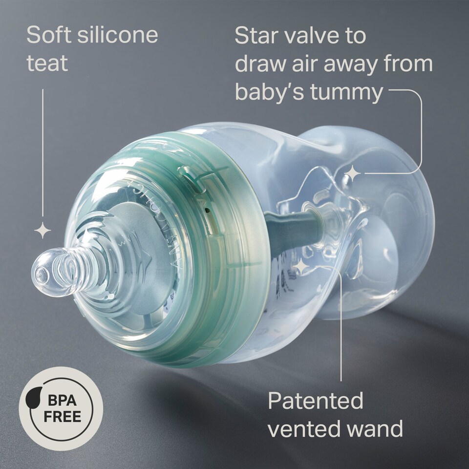 image 1 of Tommee Tippee Baby Bottles, Advanced Anti-Colic Baby Bottle, Slow Flow, 260ml, 0m+, Pack of 3