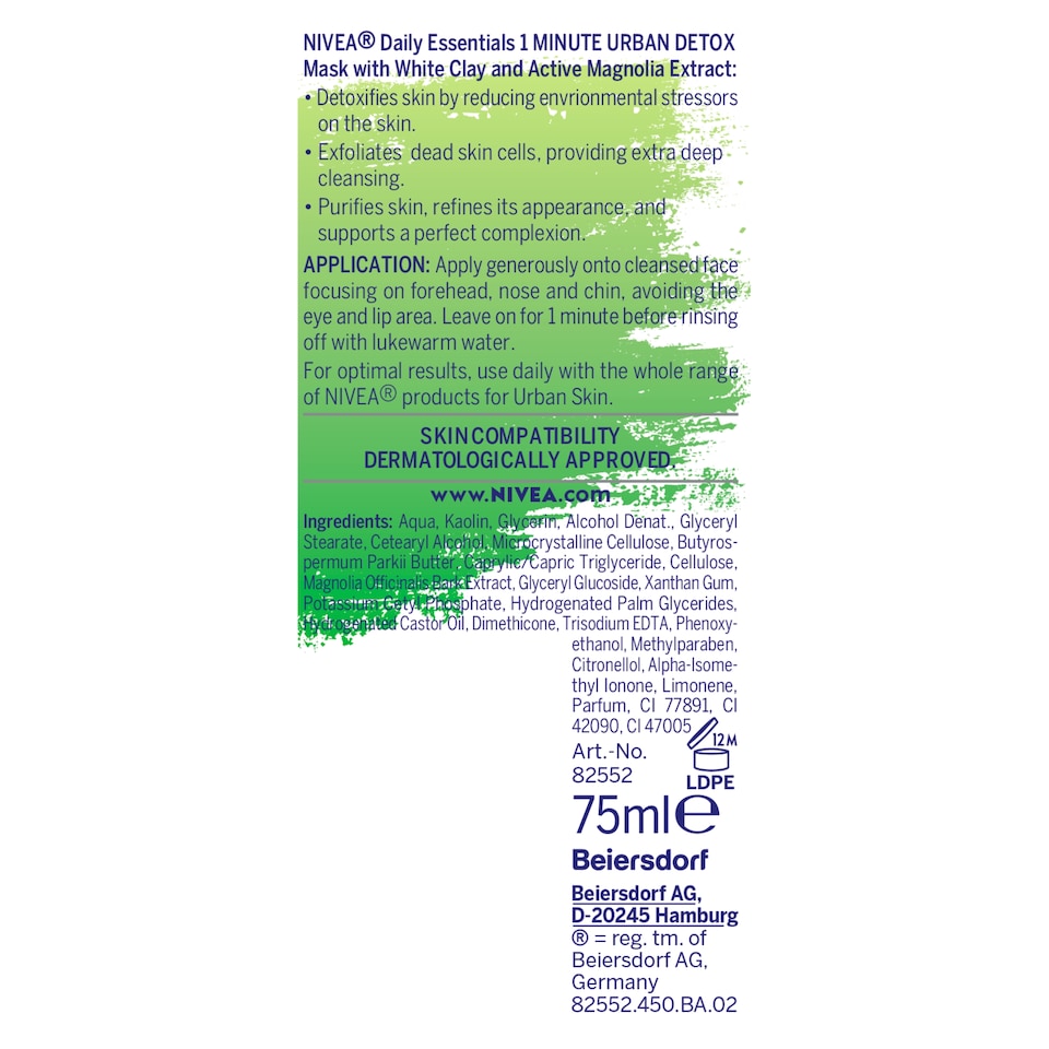 image 1 of Nivea Face Care Essential Urban Skin Mask 75Ml