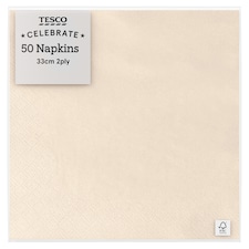 Tesco Napkins Cream 33cm 2ply 50 Pack