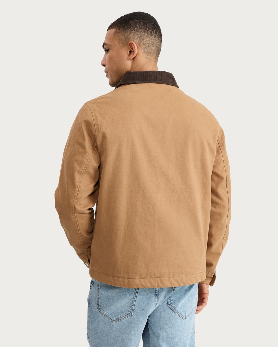 image 1 of F&F Corduroy Collar Button Up Jacket in Camel