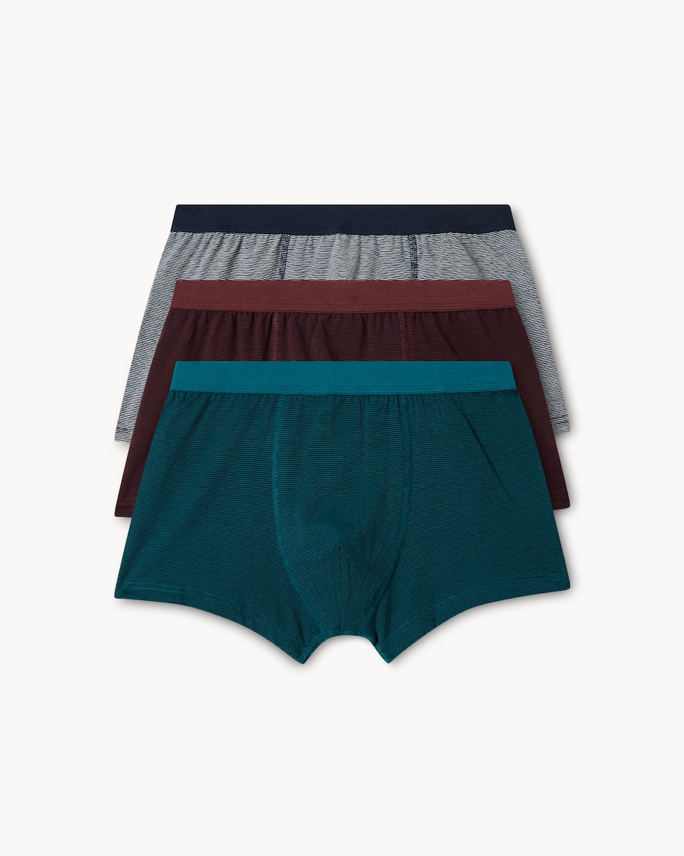 image 1 of F&F 3-Pack Cotton Rich Striped Hipsters in Black
