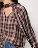 image 3 of F&F Checked Tie Neck Blouse in Multi Red