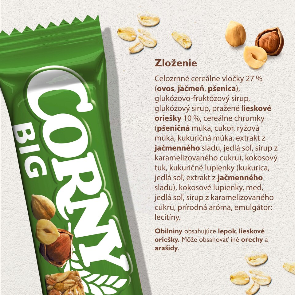 obrázok 1 z Corny BIG cereálna tyčinka lieskový oriešok 50 g